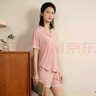 覓絲（Agentmuse）裸感睡衣女莫代爾情侶短袖短褲寬松開(kāi)衫家居服套裝376T迷霧玫瑰M 曬單實(shí)拍圖