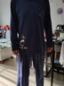 韓彩睡衣男春秋莫代爾棉格子男家居服套裝 蘭色 175/100(XL) 曬單實(shí)拍圖