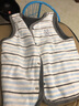 花花寶貝男女寶寶嬰兒春秋冬季夾棉天鵝絨保暖坎肩馬甲背心條紋外套 藍灰色 90cm 曬單實(shí)拍圖