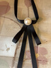 紀(jì)簡(jiǎn)韻領(lǐng)結(jié)女蝴蝶結(jié)飄帶領(lǐng)花領(lǐng)帶襯衫衣服配飾學(xué)院風(fēng)別針裝飾小香風(fēng)新款 帽帶領(lǐng)結(jié)-黑色 曬單實(shí)拍圖
