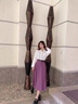 Avmko半身裙2024夏季新款法式氣質(zhì)垂感遮垮百褶裙女a(chǎn)字雪紡中長款傘裙 紫色 M 曬單實(shí)拍圖
