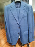 By Creations柏品純羊毛高支紗西服套裝男士平駁領(lǐng)商務(wù)休閑套西新郎結婚西裝 湖藍色斜紋 50 (175/96A) 曬單實(shí)拍圖