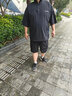 質(zhì)獅衣頻大碼短袖t恤套裝男夏季潮流寬松潮牌加肥加大胖子冰絲休閑兩件套 黑色 6XL 220-240斤 曬單實拍圖