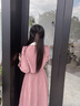 香影粉色假兩件連衣裙女長(zhǎng)袖2024秋冬新款正肩收腰法式溫柔中長(zhǎng)裙 粉紅 S 曬單實(shí)拍圖
