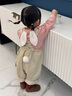 幼歌（YOUGE）嬰幼兒可愛小尾巴背帶褲2023新款寶寶時(shí)尚立體毛球褲 米色（66-90兩用襠） 90 cm 曬單實(shí)拍圖