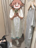 无印良品（MUJI）女式 棉桑蚕丝 短袖连衣裙 衬衫裙女装夏季裙子 BC05CC3S 白色条纹 L-XL（170/92A） 实拍图