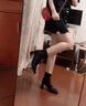 達(dá)芙妮馬丁靴女高跟鞋白色短靴2024新款粗跟春秋冬季秋冬切爾西靴 黑色 38 曬單實(shí)拍圖