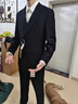 安初夏新中式盤(pán)扣西裝男套裝訂婚新郎結婚禮服西服高檔DK唐裝中山裝制服 黑色上衣+立領(lǐng)黑襯衫+西褲 XL 【推薦120-140斤】 曬單實(shí)拍圖