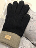 CTRLEND針織觸屏手套女士秋冬季保暖防滑加絨手套加厚韓版男女毛線(xiàn)手套 黑色 曬單實(shí)拍圖