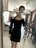 桃伊悠（taoyiyou）純欲掛脖露肩連衣裙女秋冬新款辣妹緊身收腰顯瘦時(shí)尚打底包臀短裙 黑色 L 曬單實(shí)拍圖