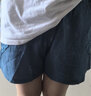 啄木鳥(niǎo)棉短褲女夏復古鏤空鉤花棉麻褲女文藝蕾絲休閑褲顯瘦寬松直筒 藍色 L 建議105-125斤 曬單實(shí)拍圖