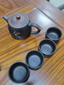 康韻 原礦紫砂壺功夫茶具紫泥泡茶壺刻字大容量泡茶器大號家用紫砂井欄壺辦公旅行290ml可養 舍得-紫砂茶壺（配4杯） 曬單實(shí)拍圖