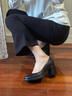 愛(ài)步（ECCO）高跟單鞋女 包頭粗跟鞋一腳蹬單鞋女 雕塑222603 黑色22260301001 39 曬單實(shí)拍圖