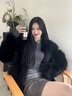 她芙（tafu）品牌女裝狐貍毛皮草外套女2025秋冬新款韓版氣質(zhì)保暖小個(gè)子大衣 黑色 M 建議95-105斤 曬單實(shí)拍圖