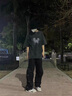 Leekylze官方品牌旗艦聯名男短袖t恤寬松ins水洗高街港風復古潮流半袖衫 藏藍色 L 曬單實拍圖