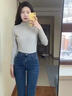 月半晴（YUEBANQING）牛仔褲女2025秋季新款時尚高腰彈力修身顯瘦百搭緊身小腳褲子 復(fù)古藍(lán) -378 27 建議 90-100斤 曬單實(shí)拍圖