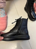 Vistline 馬丁靴女韓版百搭英倫風(fēng)增高女靴秋冬加厚加絨保暖平底靴子女靴 黑色(薄絨) 37 曬單實(shí)拍圖