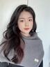kt 針織披肩圍巾女冬季時(shí)尚外搭開(kāi)叉套頭圍脖女百搭毛線(xiàn)脖套高領(lǐng) 灰色 曬單實(shí)拍圖