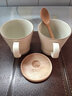 和風(fēng)四季 北歐素燒啞光釉純色陶瓷杯子水杯馬克杯早餐杯辦公室水杯牛奶杯 米色馬克杯+櫸木原色勺+木墊 曬單實(shí)拍圖