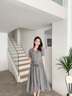 佰藍嬌2025夏季女裝新款高端洋氣質(zhì)小個(gè)子法式連衣裙溫柔風(fēng)仙女裙子夏天 灰色 M 曬單實(shí)拍圖