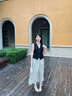 百田森 PETINSON真皮包頭涼鞋女春夏新款鉚釘拼色尖頭粗中跟時(shí)裝半涼鞋 米白色2C306 37 曬單實(shí)拍圖