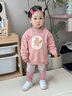 幼歌（YOUGE）春季無(wú)骨縫合兒童卡通打底褲百搭時(shí)髦舒適多色松緊褲子 粉白條(66-90cm兩用襠) 80 cm 曬單實(shí)拍圖