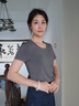 棲紀(jì)煙灰色短袖t恤女純棉上衣女裝2025夏季新款半袖圓領(lǐng)正肩韓版修身 煙灰色【精梳棉】 L 建議(96-106斤) 曬單實(shí)拍圖