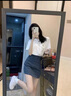 歐若婷雅新款連衣裙女裝套裝韓版2025時尚氣質(zhì)牛仔裙子女夏天小個子兩件裝 套裝（有圖案） M 曬單實拍圖