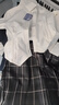 拉曼咔原創(chuàng  )jk制服裙正版西裝外套秋冬季新款學(xué)院風(fēng)鉗色西服套裝三件套女 煙灰裙+鉗色西裝+尖角襯衫 送絲襪 M 【推薦91~100斤】 曬單實(shí)拍圖