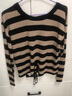 AEMAPE長(cháng)袖套頭針織衫女2025年秋季新款寬松顯瘦毛衣撞色條紋上衣 黑杏條 均碼 建議80-130斤 曬單實(shí)拍圖