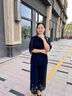 羅蒙（ROMON）中年媽媽夏裝套裝洋氣2025夏季新款中老年女裝中國風雪紡兩件套薄 藏青色 XL 建議105斤以內(nèi) 曬單實拍圖