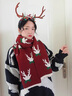 MAINLYKITTY圍巾女秋冬季保暖女士圍脖可愛元旦生日新年禮物送女友老婆 【雪花鹿紅】-禮盒裝 曬單實(shí)拍圖