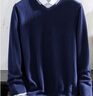 帕什 V領(lǐng)羊絨衫男士100%山羊絨V領(lǐng)拼色套頭簡(jiǎn)約百搭毛衣男  YB-2112 藏藍色 M 曬單實(shí)拍圖