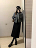 黑色a字半身裙女春秋2026新款高腰高級感開(kāi)叉冬裙直筒包臀毛呢裙 黑色-毛呢-加長(cháng)款81cm M (27) 曬單實(shí)拍圖
