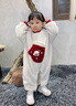 班喜迪嬰兒衣服冬裝嬰幼兒連體衣過年拜年服寶寶喜慶新年禮服外出服冬季 米色 90cm 曬單實(shí)拍圖