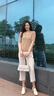 NY-RCE夏新款冰絲短袖T恤女V領寬松韓版針織半袖薄款純色百搭 駝色【針織】 XL 【120-135斤】 曬單實拍圖