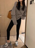 KJ無尷尬線鯊魚褲女外穿春秋冬季高腰提臀啞光加絨打底瑜伽褲 顯瘦黑-春秋薄款 M (適合96-115斤) 曬單實拍圖