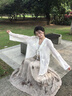 大青龍肆復古國風(fēng)半身裙女2024秋季新款長(cháng)裙天絲植物扎染水墨裙子 樹(shù)葉拓印 短款 曬單實(shí)拍圖