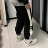 啄木鳥燈芯絨褲子男春秋冬季雪尼爾青少年男生寬松休閑褲子大碼運動束腳 藏青色 XL 曬單實拍圖
