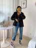 喬丹女板鞋秋冬季高幫保暖革面棉鞋潮流撞色滑板鞋休閑皮面防水運動(dòng)鞋 黑色千草色（鴛鴦色-女） 36 曬單實(shí)拍圖