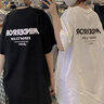 嬌茹妮 美式復古字母印花純棉短袖t恤女情侶裝班服圓領寬松街頭小眾個性上衣高街潮牌ins原宿 白色 2XL 曬單實拍圖