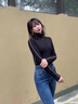 LPOX撞色套頭針織打底衫女春秋堆堆領(lǐng)毛衣內(nèi)搭高級感長袖修身上衣 黑色[凡爾賽/茶里茶氣/漂亮/設(shè) S 建議80-95斤 曬單實(shí)拍圖