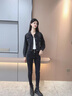 clotho Rennie品牌女裝黑色牛仔外套女2025春秋季新款韓版寬松顯瘦夾克百搭上衣 黑色 M 曬單實(shí)拍圖