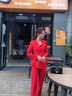 安依蓮職業(yè)裝女裝套裝春秋小香風(fēng)不規(guī)則職業(yè)小西裝正裝時(shí)尚女士紅色西服 大紅色外套+褲子 M 曬單實(shí)拍圖