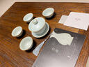 青澹汝窯茶杯冰裂天青色汝瓷功夫茶具景德鎮手工陶瓷望月對杯四杯 望月四杯  開(kāi)片可養 曬單實(shí)拍圖