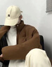安初夏棉衣外套男士休閑套裝冬季衣服加厚保暖寬松羽棉服絨男裝面包服潮 棉衣咖啡+純棉T白+牛仔褲黑灰 XL 【推薦120-140斤】 曬單實(shí)拍圖