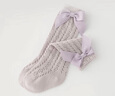 乖奇熊女寶寶長(cháng)筒襪夏季薄款可愛(ài)超萌過(guò)膝襪新生嬰兒胎襪透氣襪子 灰紫 0-6月 曬單實(shí)拍圖