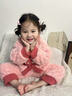 可歆寶貝（KEXINBAOBEI）珊瑚絨睡衣女兒童秋冬季2025新款寶寶小孩法蘭加絨加厚草莓熊保暖 粉色 90 碼建議1-2歲（身高85左右） 曬單實(shí)拍圖