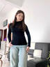 鉑吶苓打底衫半高領(lǐng)女春秋季毛衣針織衫長(zhǎng)袖上衣修身顯瘦內(nèi)搭純色百搭 打底衫【蕾絲花邊領(lǐng)-黑】 均碼 【80-120】斤 曬單實(shí)拍圖