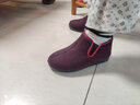 布舍元 羊毛棉鞋媽媽鞋加厚保暖傳統棉鞋套腳平底防滑中老年保暖鞋老北京布鞋 140-1321 紅色 36  曬單實(shí)拍圖